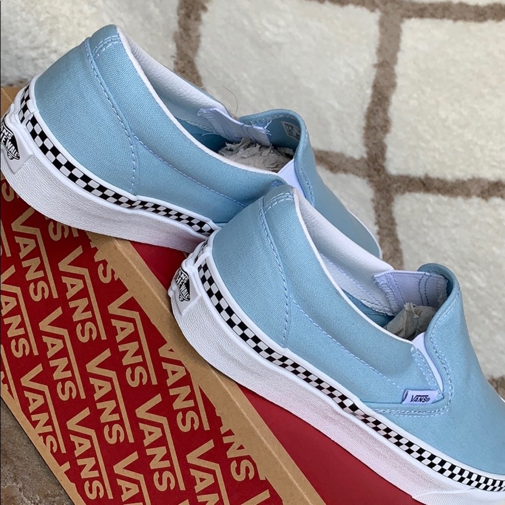 VANS CLASSIC SLIP-ON CHECK FOXING COOL BLUE WMNS - Picture 9 of 16